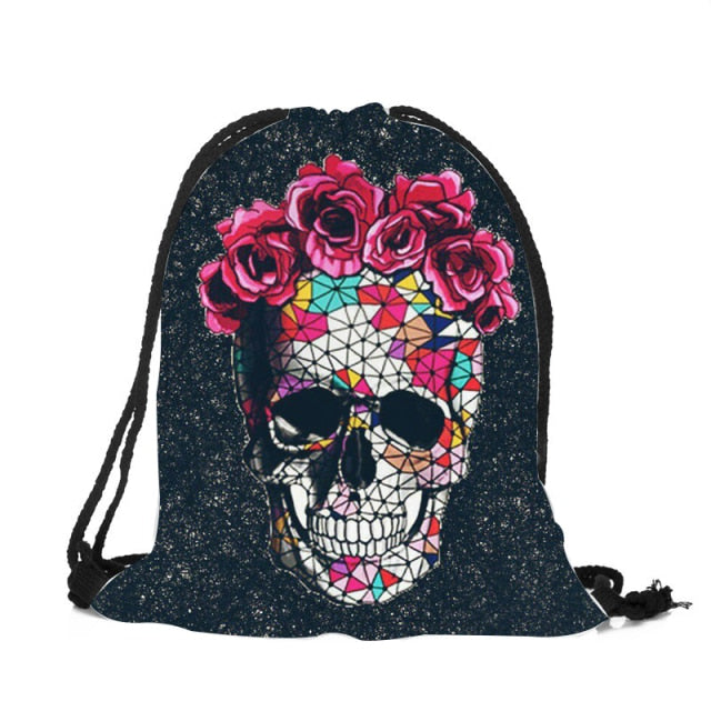 Punk Women Drawstring Bags Backpack Halloween