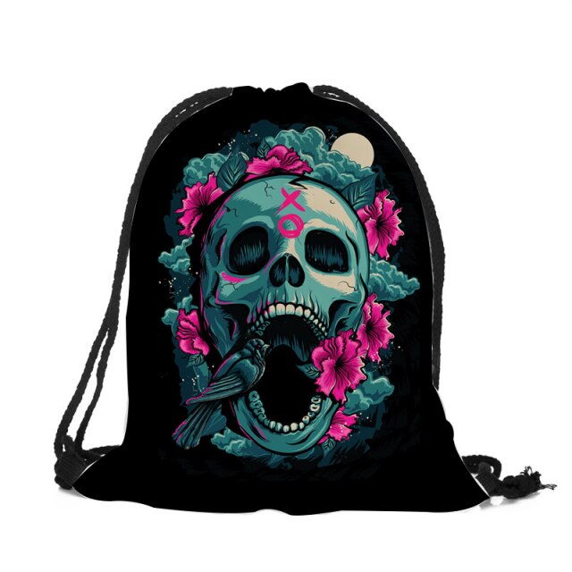 Punk Women Drawstring Bags Backpack Halloween