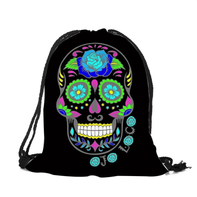 Punk Women Drawstring Bags Backpack Halloween