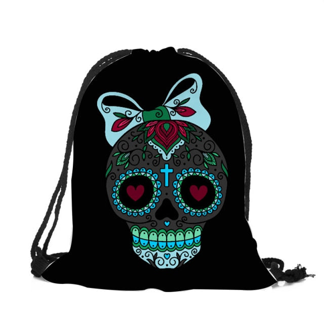 Punk Women Drawstring Bags Backpack Halloween