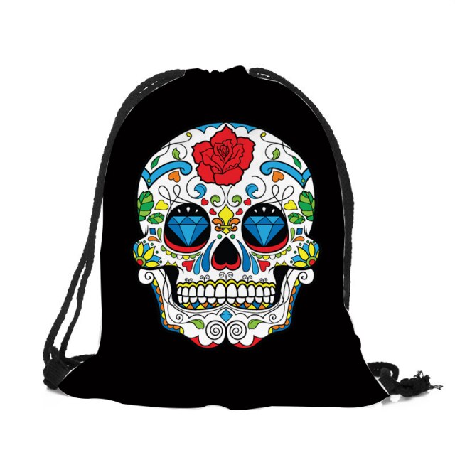 Punk Women Drawstring Bags Backpack Halloween
