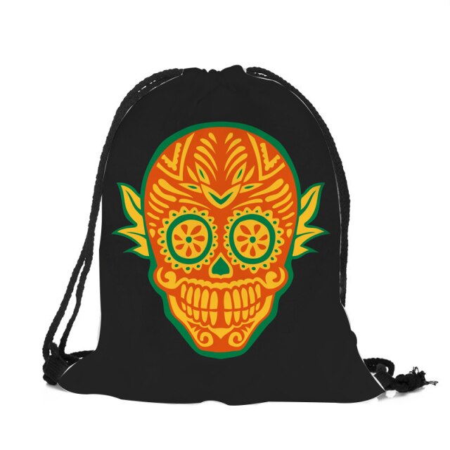 Punk Women Drawstring Bags Backpack Halloween