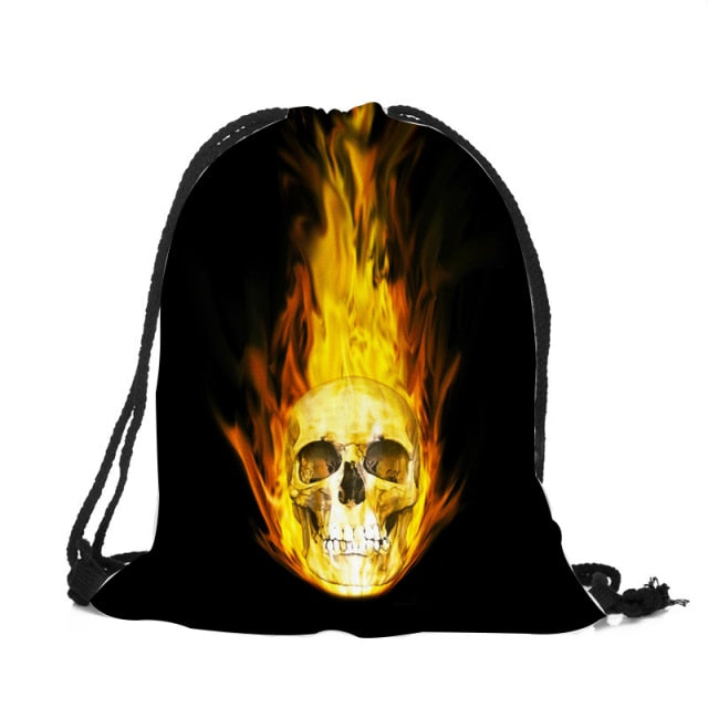 Punk Women Drawstring Bags Backpack Halloween