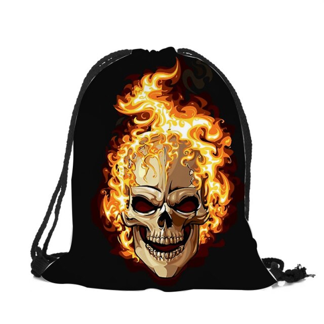 Punk Women Drawstring Bags Backpack Halloween