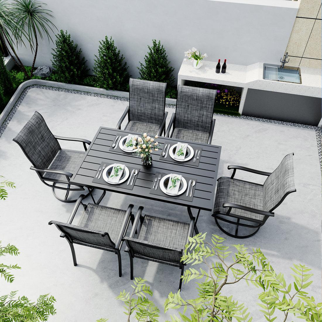 Lume Textilene Outdoor Dining Set, 7-Piece, 2 Swivel