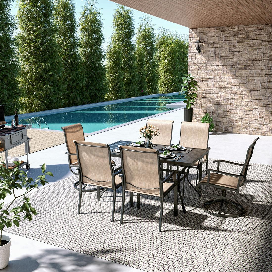 Lume Textilene Outdoor Dining Set, 7-Piece, 2 Swivel