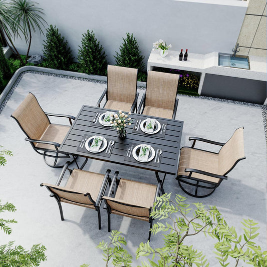 Lume Textilene Outdoor Dining Set, 7-Piece, 2 Swivel