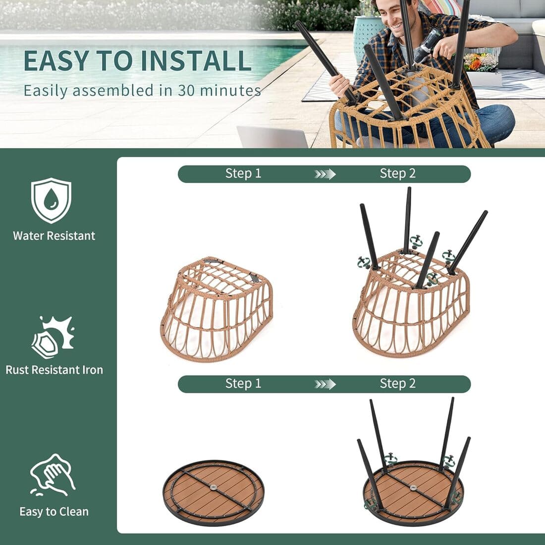 Grain Round Dining Set, 5-Piece