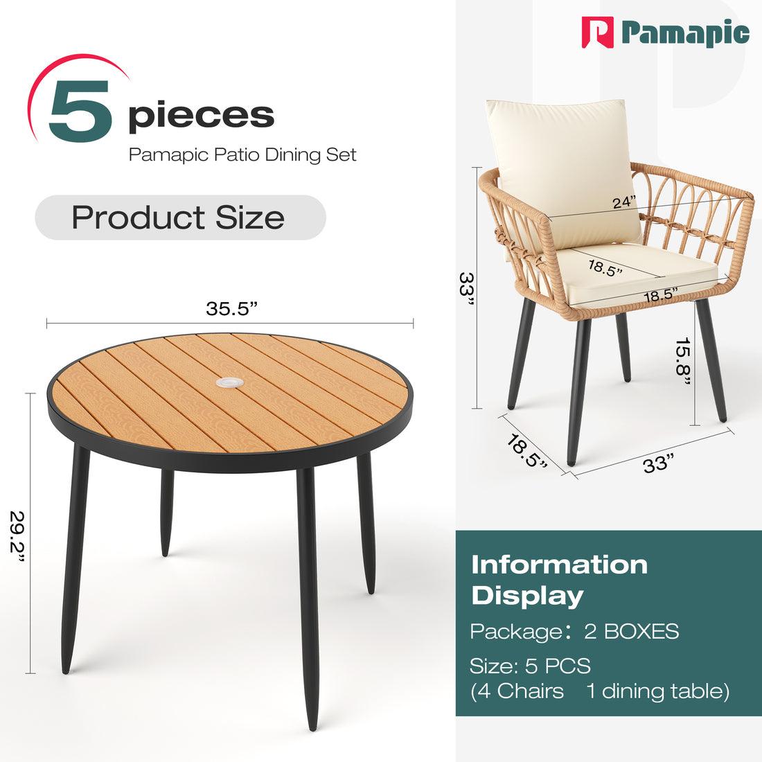 Grain Round Dining Set, 5-Piece