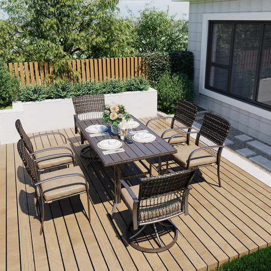 Weave Outdoor Dining Set, 7-Piece, 2 Swivel