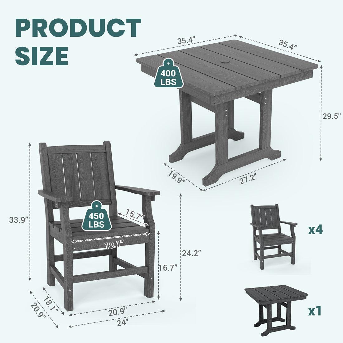 Corex HDPE Outdoor Dining Set, 5-Piece