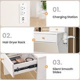Pamapic 31.5" Vanity Desk with Hidden Storage Stool & 4 Drawers