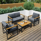 Pamapic 4 Pieces Modern Patio Conversation Sets with Cushion