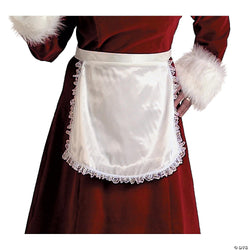Women's Adult White Mrs. Claus Satin Apron