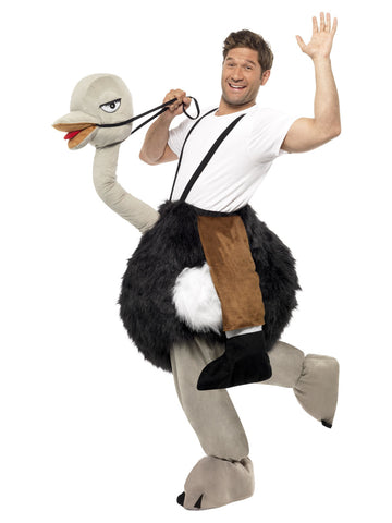 Men's Ostrich Costume with Fake Hanging Legs Carry Me Costume