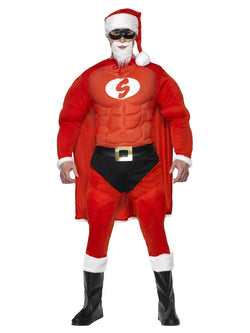 Men's Super Fit Santa Costume & Beard - The Halloween Spot