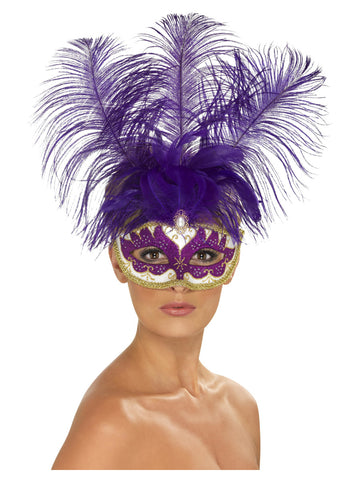 Purple Can Can Beauty Eyemask with Feather