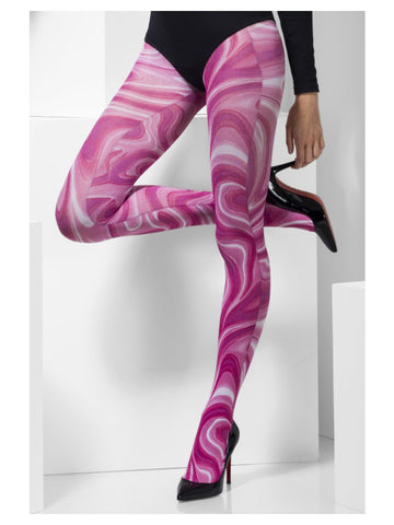 Opaque Tights, Pink, Marble Pattern