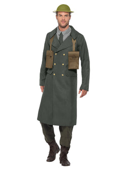 Men's WW2 British Office Costume, with Trench Coat - The Halloween Spot