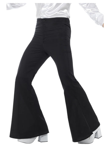 Black Groovy Flared Trousers, Mens