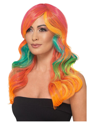 Women's  Fashion Rainbow Wig, Wavy, Long