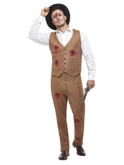 Clyde Zombie Gangster Costume, Brown - The Halloween Spot