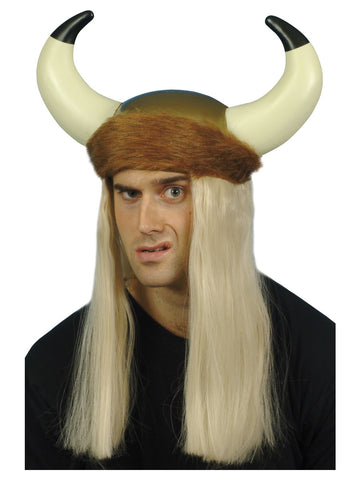 Viking Helmet with Hair & Horns